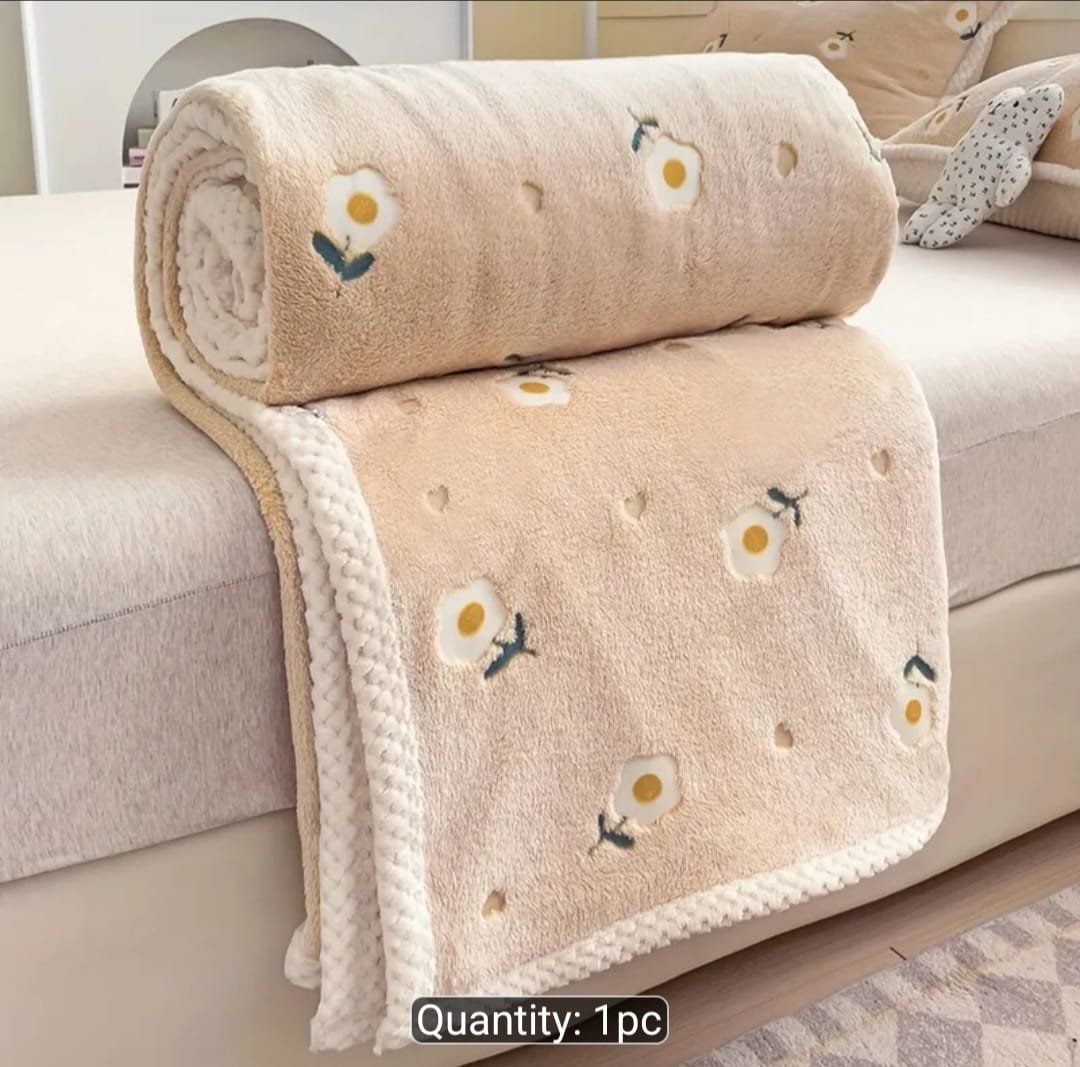 Yellow floral newborn fleece baby blanket